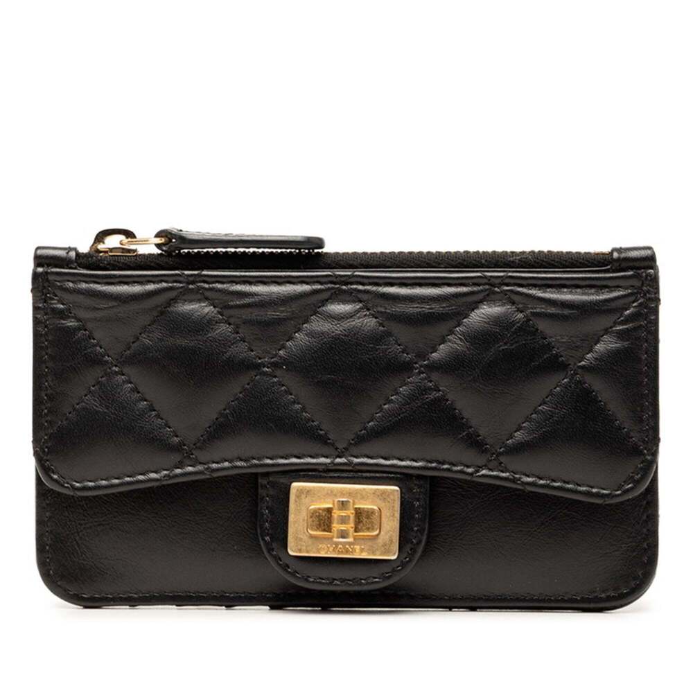 CHANEL Black Lambskin Leather Wallet